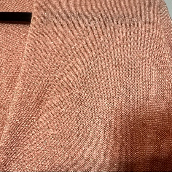 Chico’s Open Front Cardigan Sweater Light Pink Metallic Silver Shimmer Size 3 XL - Picture 6 of 10